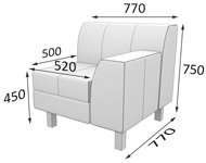 Модульный диван Флагман Секция одноместная с лев. подлокотником FL1L-1 (Экокожа Oregon)