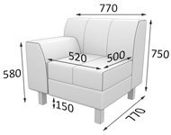 Модульный диван Флагман Секция одноместная с прав. подлокотником FL1R-1 (Экокожа Santorini)